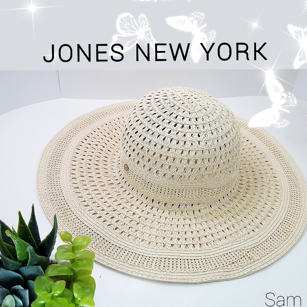 Jones New York🌞Boho Floppy Straw Wide Brim Summer Sun Hat| Beach Hat